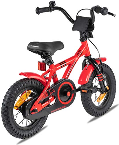 Prometheus Bicicleta para niños de 2 a 5 años | Bicicleta Infantil 3 años para niñas 12 Pulgadas con ruedines en Rojo y Negro