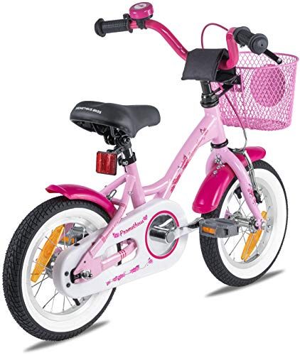 PROMETHEUS BICYCLES - Bicicleta Infantil Para Niña, a Partir de 3 Años Con Ruedines Y Freno Contrapedal – Bicicleta Infantil 12" Classic Edition 2019, Rosa Lila, 12 Pulgadas