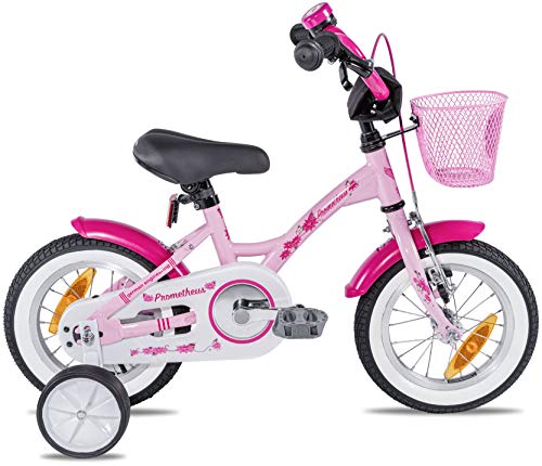 PROMETHEUS BICYCLES - Bicicleta Infantil Para Niña, a Partir de 3 Años Con Ruedines Y Freno Contrapedal – Bicicleta Infantil 12" Classic Edition 2019, Rosa Lila, 12 Pulgadas