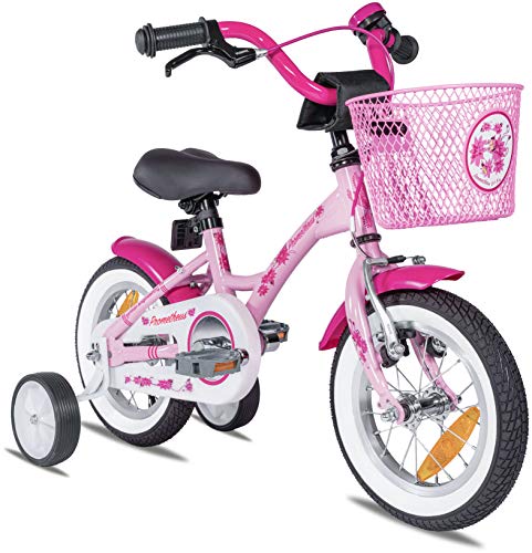 PROMETHEUS BICYCLES - Bicicleta Infantil Para Niña, a Partir de 3 Años Con Ruedines Y Freno Contrapedal – Bicicleta Infantil 12" Classic Edition 2019, Rosa Lila, 12 Pulgadas