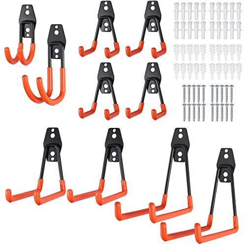 Proster 10 Pcs Gancho Pesado de Pared Soporte de Pared Ganchos Pesados para Colgar Bici Herramientas Escaleras Colgador con 2 Tornillos de Fijación en Taller Almacen Casa Garaje Tiendas