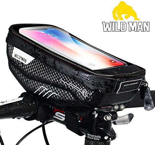 PROZADA Bolsa Bicicleta Impermeable con Pantalla Táctil Soporte para Teléfono Celular Superior para Teléfonos Celulares de 6.5", iPhone, Samsung, Soporte para Teléfono de Bicicleta (Black)