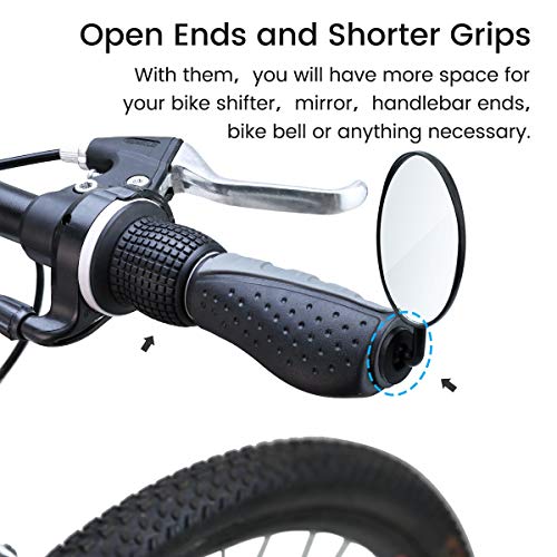 prunus Puños Bicicleta Caucho ergonómicos pantideslizantes uños para Manillar de MTB Bicicleta de montaña Mountain Bike (Grises（90mm+90mm）)