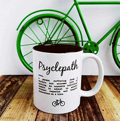 Psyclepath – Divertida definición de ciclismo – Divertida taza de ciclismo, regalo para ciclista, regalos de ciclismo, tazas de ciclismo