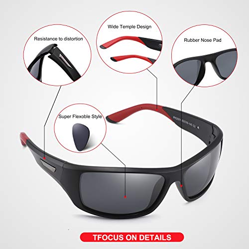 PUKCLAR Gafas de Sol Hombre Polarizadas, Deportivas, para Ciclismo, para Mujer, Protecci¨®n UV400, Cat 3 CE C1 Marco Negro / Cat 3 Gris L