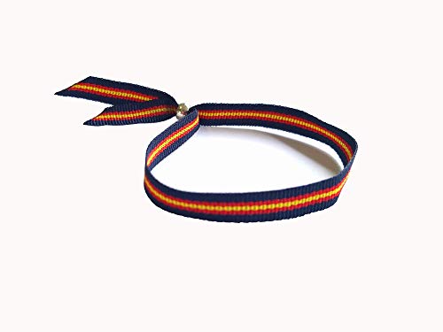 Pulsera Cinta Textil Bandera España Española Cierre Ajustable 1,2 x 30 cm Color Azul Marino