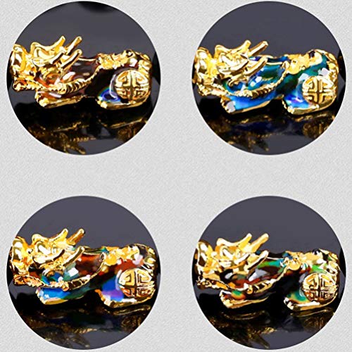 Pulsera de Cuentas talladas a Mano de Feng Shui Color Cambiado con joyería de Cuentas chapadas en Oro Amuleto Rico y Afortunado Brecelet