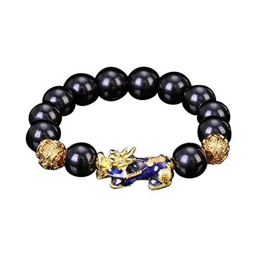 Pulsera de Cuentas talladas a Mano de Feng Shui Color Cambiado con joyería de Cuentas chapadas en Oro Amuleto Rico y Afortunado Brecelet