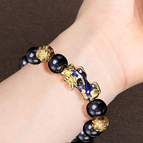 Pulsera de Cuentas talladas a Mano de Feng Shui Color Cambiado con joyería de Cuentas chapadas en Oro Amuleto Rico y Afortunado Brecelet