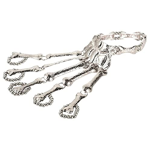 Pulsera de dedo de calavera, pulsera de calavera, pulsera de anillo de Halloween, fantasma Pulsera de calavera de dedo gótico, adecuada para tu disfraz de Halloween Pulsera Unisex (plata)