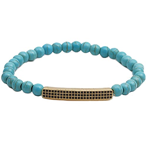 Pulsera De Piedra Para Mujer,Pulsera De Piedras Preciosas Para Mujer, Pulsera De Cuentas De Piedra Turquesa Azul Natural, Brazalete Elástico, Joyería De Chakra, Regalo De Yoga Boho Para Novia, Mam