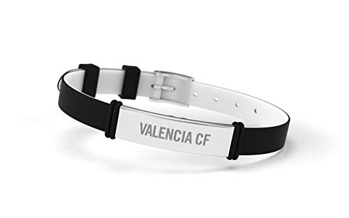 Pulsera Valencia Club de Fútbol Fashion Negra Ajustable para Hombre, Mujer y Niño | Pulsera Valencia de silicona y acero inoxidable | Apoya al Valencia CF con un producto oficial | VCF