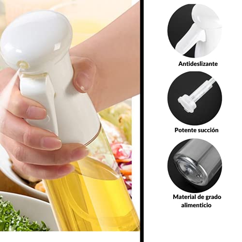 Pulverizador de aceite para cocina, spray aceite cocina, aceitera spray, bote spray pulverizador resistente (Blanco)