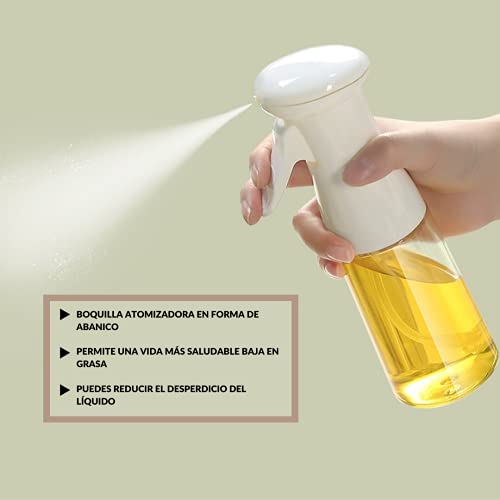 Pulverizador de aceite para cocina, spray aceite cocina, aceitera spray, bote spray pulverizador resistente (Blanco)