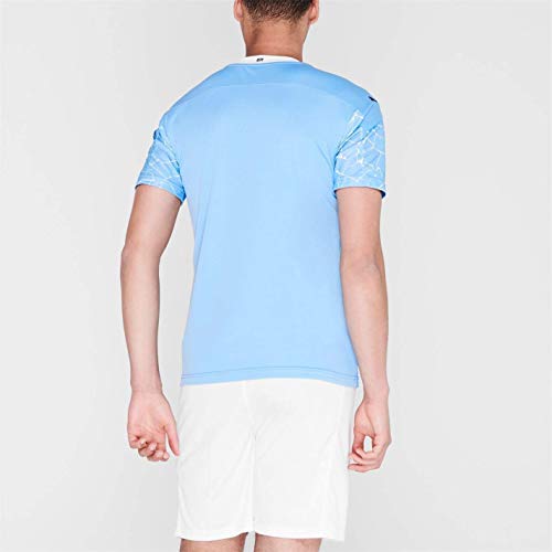 PUMA Manchester City Temporada 2020/21-HOME Shirt Replica SS with Sponsor Camiseta Primera Equipación, Unisex Adulto, Team Light Blue-Peacoat, L