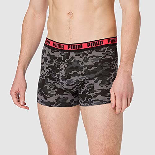 PUMA Men's Camo Boxer (2 Pack) Ropa Interior, Color Negro Y Gris, M para Hombre