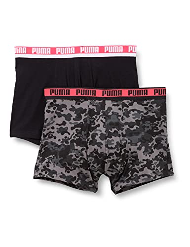 PUMA Men's Camo Boxer (2 Pack) Ropa Interior, Color Negro Y Gris, M para Hombre