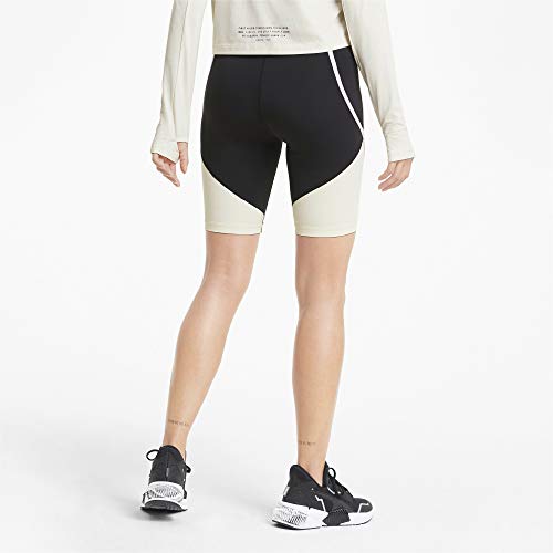 PUMA Train First Mile Biker Short Pantalones Cortos, Mujer, Black-Eggnog, L