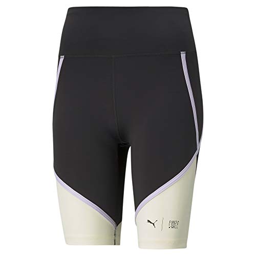 PUMA Train First Mile Biker Short Pantalones Cortos, Mujer, Black-Eggnog, L