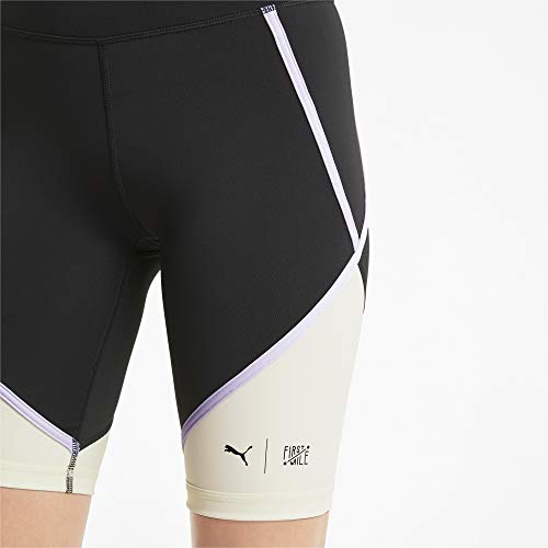 PUMA Train First Mile Biker Short Pantalones Cortos, Mujer, Black-Eggnog, L