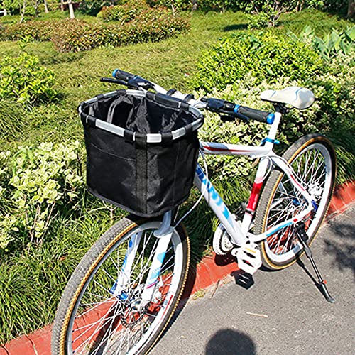 Putybudy - Cesta de bicicleta de fácil instalación, diseño separado, marco de aluminio delantero extraíble, cesta de manillar de bicicleta, cestas plegables, equitación a casa