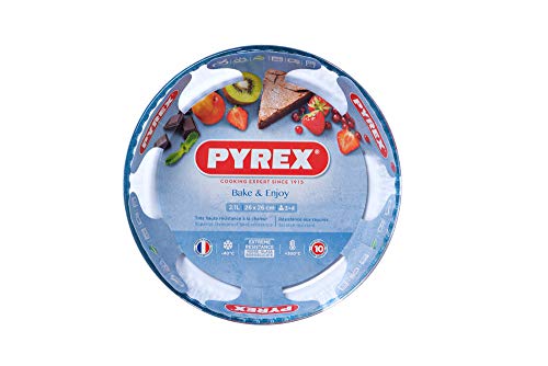 Pyrex Bake & Enjoy Plato de flan cocido de vidrio de alta resistencia 26 cm.