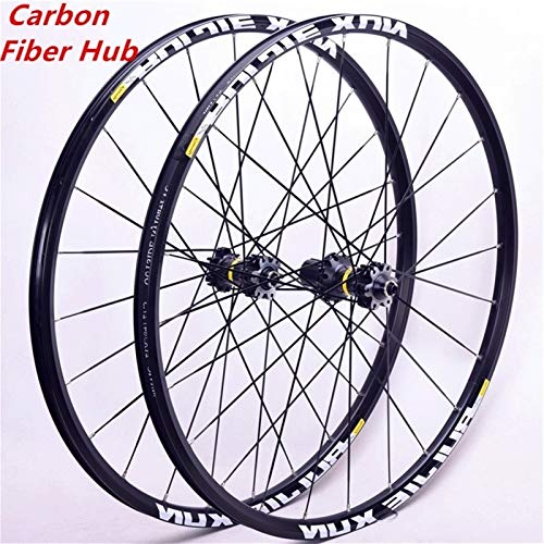 QHY Ruedas MTB Rueda Bicicleta 26" 27.5" 29in Freno Disco Bujes Fibra Carbono Llantas Bicicleta Montaña Juego Ruedas Rodamiento Sellado para CROSSRIDE (Color : Black hub, Size : 27.5inch)