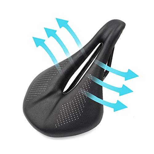 QIKU Sillín de Bicicleta Sport Súper Ligero 3K Carbono Sillín MTB Asiento de Bicicleta de Carretera 270 * 143 mm,peso110g (240-143)