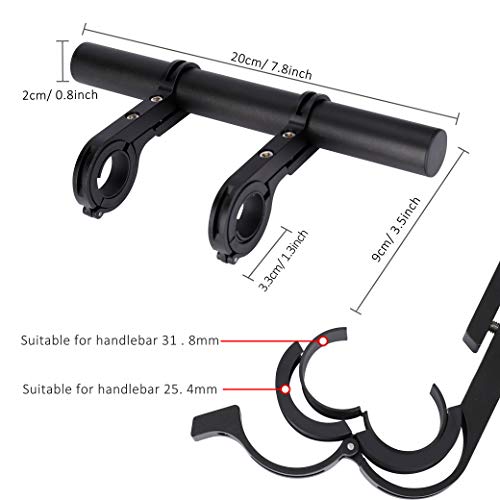 QIMEI-SHOP Extensor de Manillar de Bicicleta Doble Soporte Manillar Bici Extensión de Aleación de Aluminio para GPS Teléfono Velocímetro 20CM