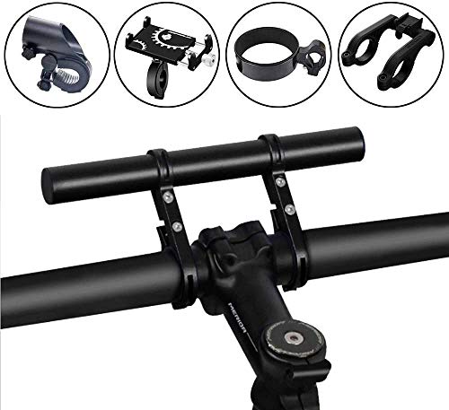 QIMEI-SHOP Extensor de Manillar de Bicicleta Doble Soporte Manillar Bici Extensión de Aleación de Aluminio para GPS Teléfono Velocímetro 20CM