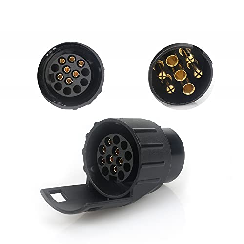 Qiping Adaptador Enchufes de Remolque 7 a 13 Pines, Enchufe Enganche Remolque Redondo 7 Pin a 13 Pin Accesorios para Coche, Caravana, Camión, Porta bicis, RV, Camping Car