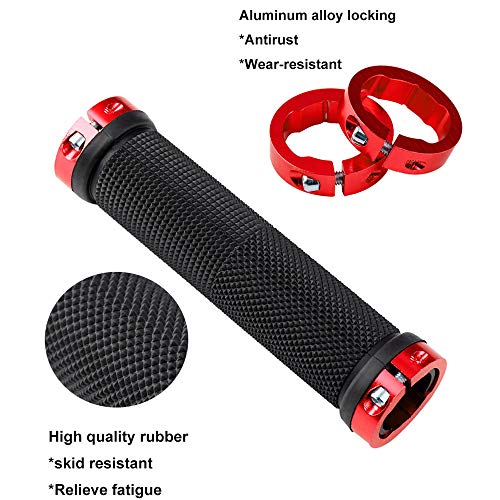 QitinDasen 2 Pares Premium Puños Bicicleta, Puños Manillar Antideslizante Ergonomicos, Empuñadura BMX, Puños MTB, Protector Manillar Bicicleta, para Mango de Diámetro 22mm (Rojo)