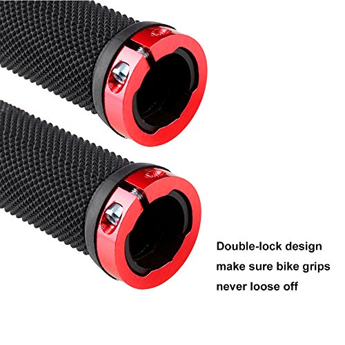 QitinDasen 2 Pares Premium Puños Bicicleta, Puños Manillar Antideslizante Ergonomicos, Empuñadura BMX, Puños MTB, Protector Manillar Bicicleta, para Mango de Diámetro 22mm (Rojo)