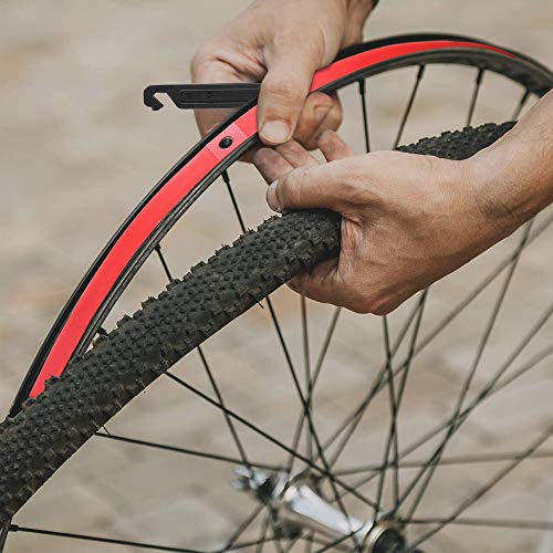 QitinDasen 4Pcs Premium PVC Cinta de Llanta de Bicicleta, 26" Almohadilla Protectora de Tubo Interior de Bicicleta, Revestimiento de Neumático de Bicicleta, con 2Pcs de Palanca de Neumático (Rojo)