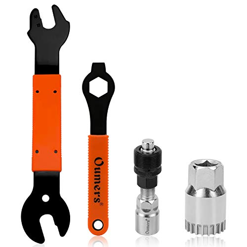 QKURT Bike Pedal Wrench +Bike Crank Extractor + Bike Bottom Bracket Remover + 16mm Llave de Llave, 4 PCS Profesional Pedal de Bicicleta y Herramienta de eliminación del Brazo de la manivela