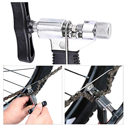 QKURT Herramienta de la Cadena de Bicicletas + Divisor de Interruptor de Cadena+ 6 Pares Bicicleta Que Falta Enlace, Kit de Herramientas de reparación de Cadenas de Bicicleta Profesional