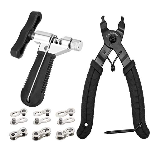 QKURT Herramienta de la Cadena de Bicicletas + Divisor de Interruptor de Cadena+ 6 Pares Bicicleta Que Falta Enlace, Kit de Herramientas de reparación de Cadenas de Bicicleta Profesional