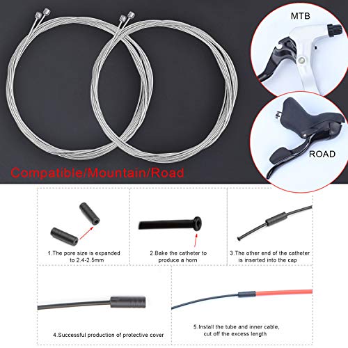 QKURT Kit Universal de Carcasa de Cable de Cambio de Bicicleta, Bicicleta Derailleur Cable House Set para Shimanso Sram Derailleur/MTB Road Bike, Kit básico de reemplazo de Cable de desviador