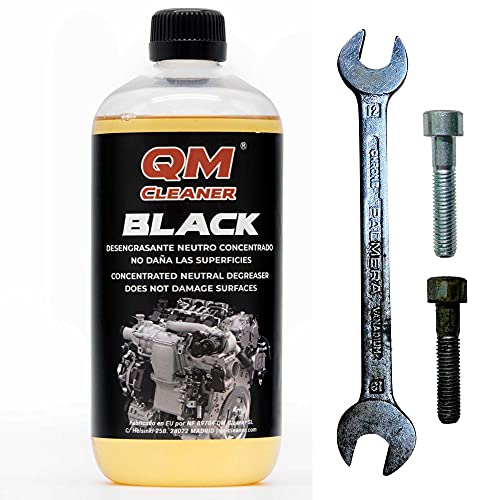 QM Cleaner Black | Desengrasante concentrado no acido - Motores, cadenas, transmisiones, embragues - Puede diluirse hasta un 25% - Apto para limpieza por ultrasonidos - 750 ml