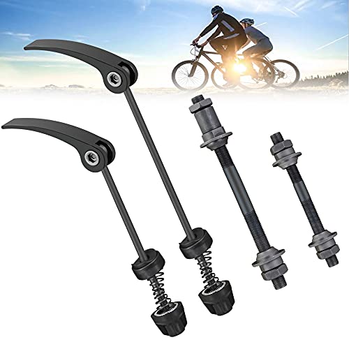 QUCUMER 2 Pcs Cierre Rápido Rueda Bicicleta Eje para Rodillo Pinchos de Liberación Rápida Cierre Rueda Rodillo Cierre qr + Eje Delantero 110mm y Trasero 145mm Ultraligeros para Mtb y Bici de Carretera