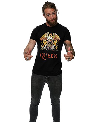 Queen Hombre Crest Logo Camiseta XX-Large Negro