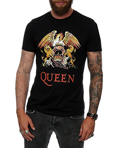 Queen Hombre Crest Logo Camiseta XX-Large Negro