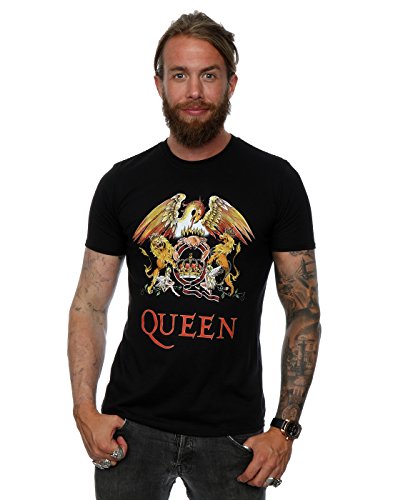 Queen Hombre Crest Logo Camiseta XX-Large Negro