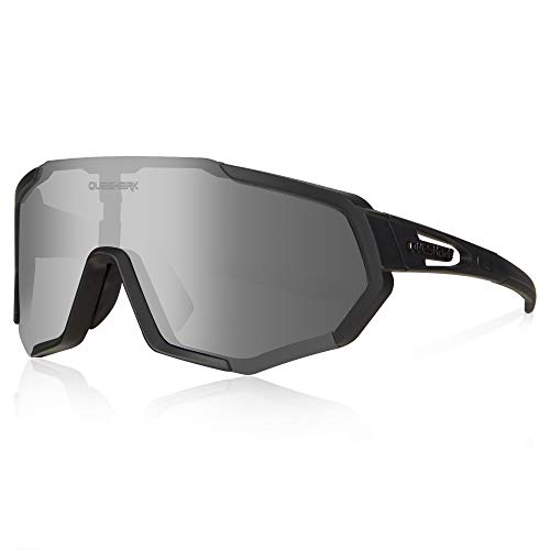 Queshark Gafas de Ciclismo Polarizadas Gafas de Sol Deportivas con Montura TR90 Gafas de Bicicleta para Hombres Mujeres con 3 Lentes Intercambiables Anti-UV400