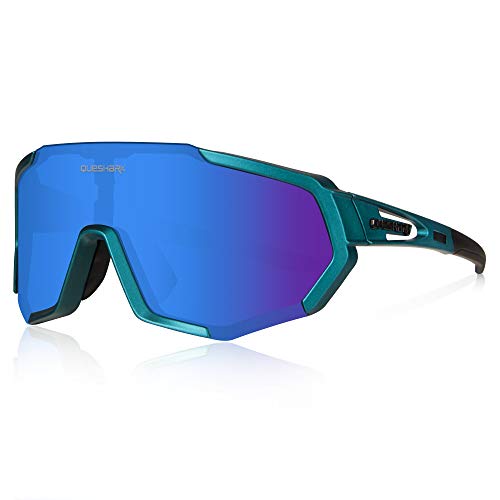 Queshark Gafas de Ciclismo Polarizadas Gafas de Sol Deportivas con Montura TR90 Gafas de Bicicleta para Hombres Mujeres con 3 Lentes Intercambiables Anti-UV400