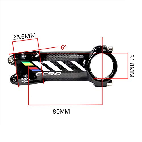 QWERDF MTB Stem 31,8 6 Grado Peso De Carbono Fibra Luz De La Bici del Manillar Corto Madre Adecuado para Bicicleta De Montaña Bicicleta De Carretera De BMX MTB,60mm