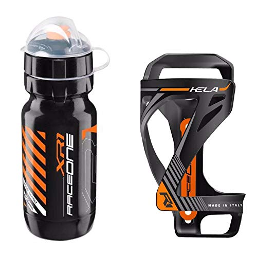 Raceone - Kit Race Duo KELA (2 PCS): Porta Bidon KELA + Bidon de Ciclismo XR1 Bici Carrera de Ruta/Bicicleta de Montaña MTB/Gravel Bike. 100% Made IN Italy