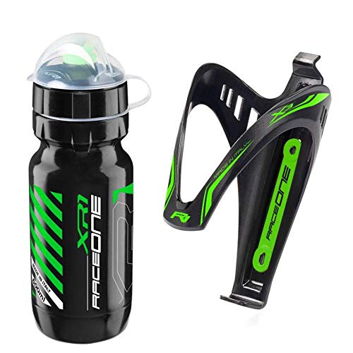 Raceone - Kit Race Duo X3 (2 PCS): Porta Bidon X3 + Bidon de Ciclismo XR1 Bici Carrera de Ruta/Bicicleta de Montaña MTB/Gravel Bike. 100% Made IN Italy