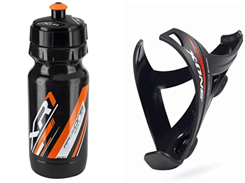 Raceone.it - Kit Race Duo X1 Matt (2 PCS): Porta Bidon X1 + Bidon de Ciclismo XR1 Bici Carrera de Ruta/Bicicleta de Montaña MTB/Gravel Bike. Color: Negro/Naranja 100% Made IN Italy