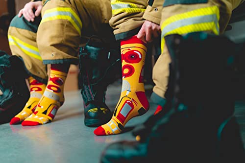 Rainbow Socks -Calcetines de bombero en el camión para él y para ella- 2 pares - Talla 47-50